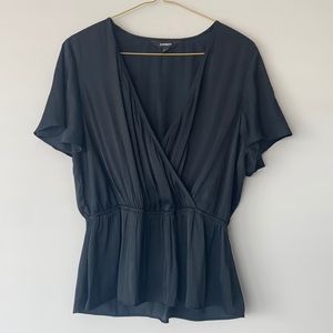 Express Silky Black Plunge Top